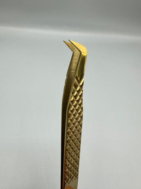 پنس فن سازی اکستنشن دست ساز شیاردار طلایی (90درجه تخمه مرغی)