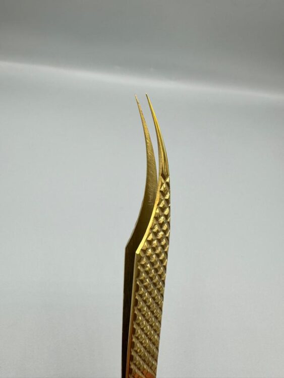 پنس دست ساز اکستنشن شیاردار طلایی ( ایزوله دلفینی )