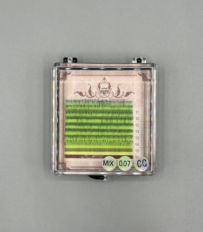 پالت مینی رنگی اکستنشن سایزبندی میکس آمبرهCC-0.07 لش اکستنشن  (LASH EXTION سبز/ابی)