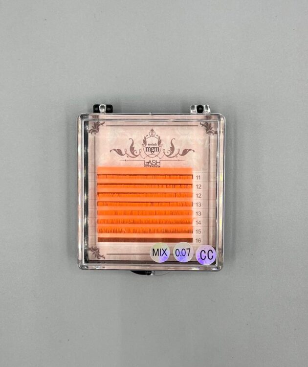 پالت مینی رنگی اکستنشن سایزبندی میکس CC-0.07 برند لش اکستنشن ( LASH EXTION-نارنجی)