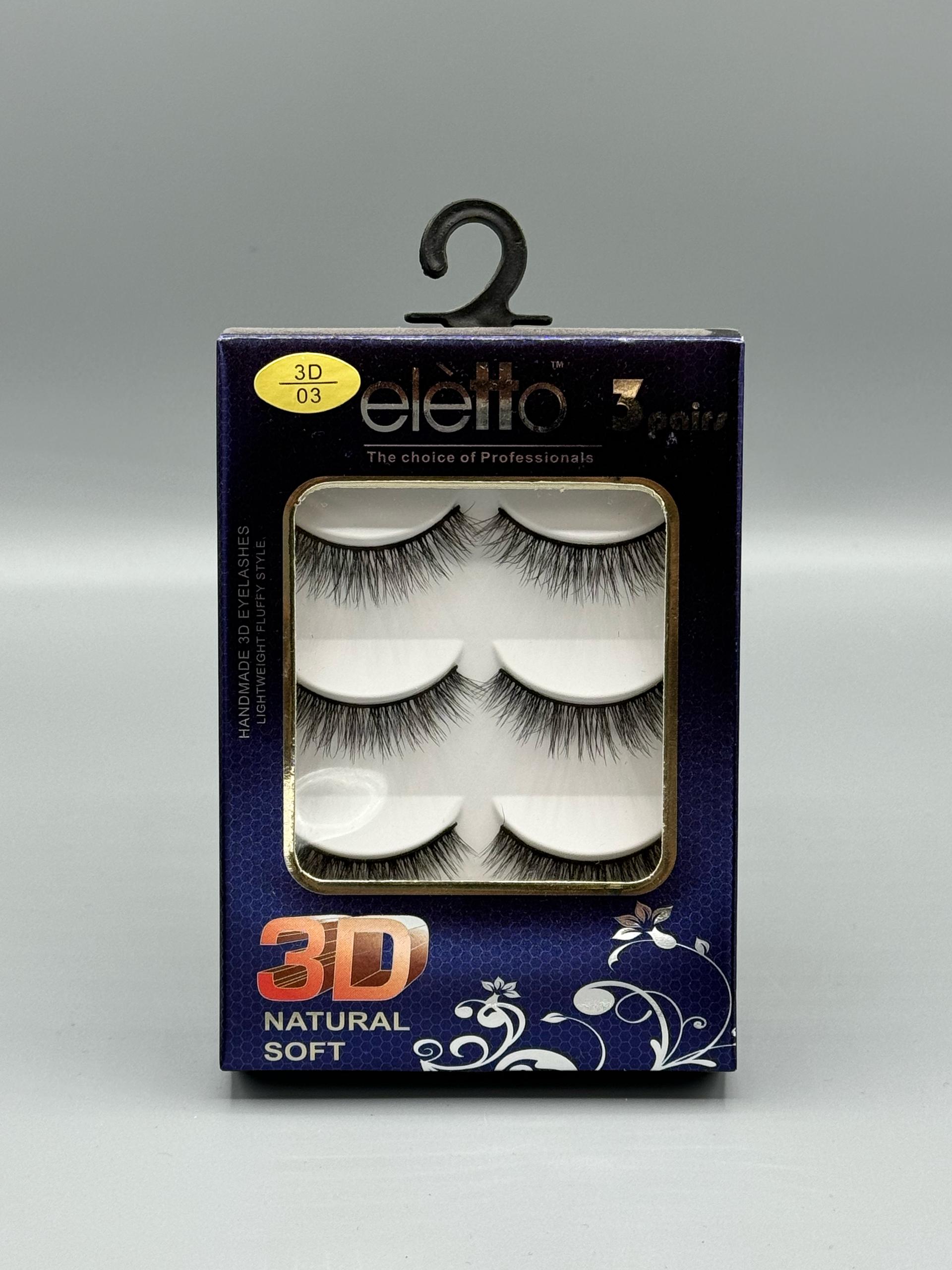 مژه 3 جفتی 3D برند03 elleto