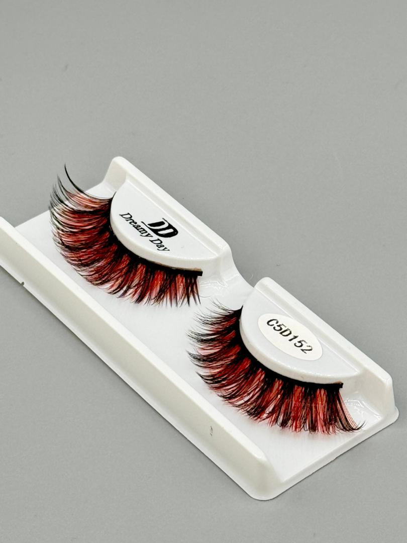 مژه جفتی رنگی قرمز(مژه مصنوعی) برند دریمی دی Dream day (C5D152)