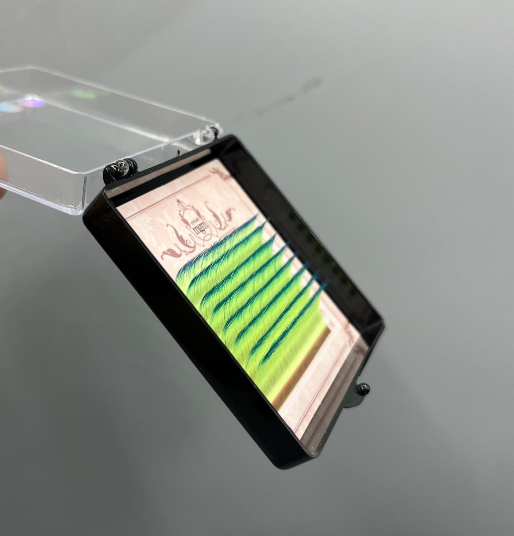 پالت مینی رنگی اکستنشن سایزبندی میکس آمبرهCC-0.07 لش اکستنشن  (LASH EXTION سبز/ابی)