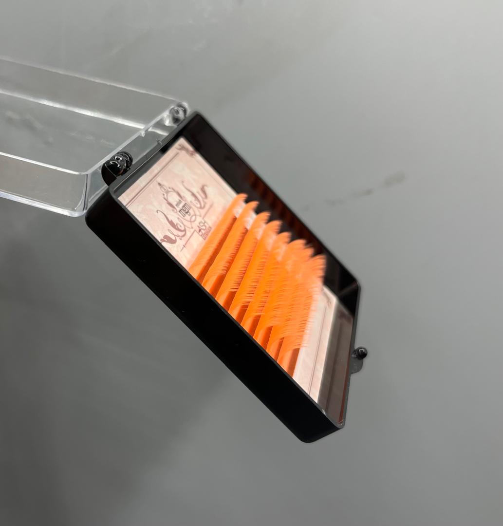 پالت مینی رنگی اکستنشن سایزبندی میکس CC-0.07 برند لش اکستنشن ( LASH EXTION-نارنجی)